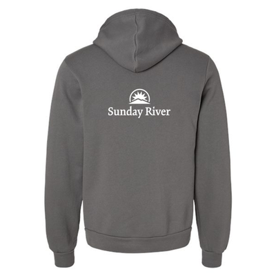Sunday River Adult Hoodie White Chest and Back Logo Asphalt 