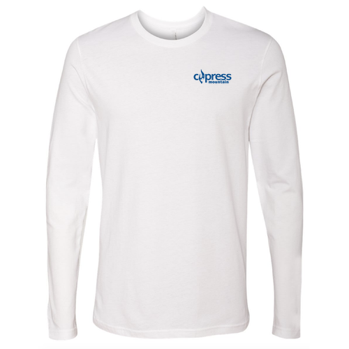 Cypress Adult Long Sleeve Blue Chest and Back Logo White 