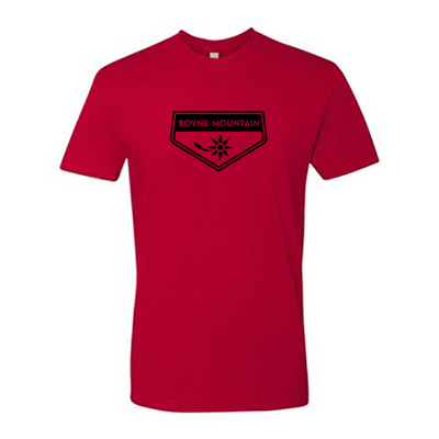 Boyne Mountain Adult T-Shirt Black Chest Logo Red 