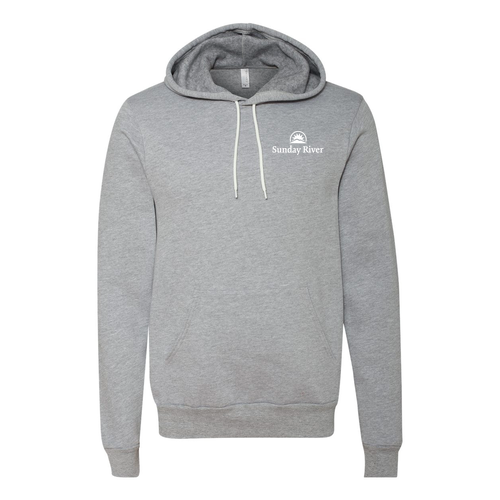 Sunday River Adult Hoodie White Chest and Back Logo Athletic Heather 