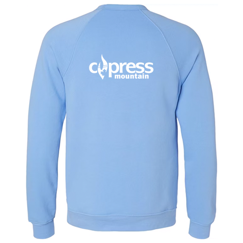 Cypress Adult Crewneck White Chest and Back Logo Carolina Blue 