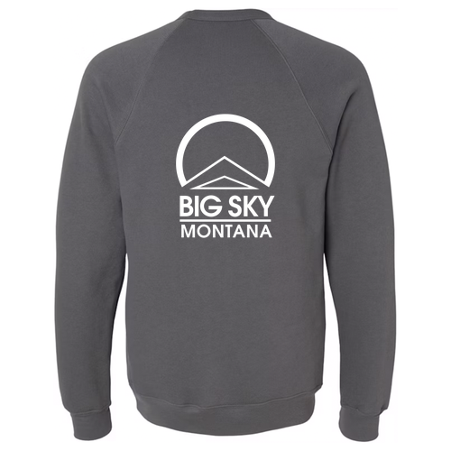 Big Sky Adult Crewneck White Chest and Back Logo Asphalt 