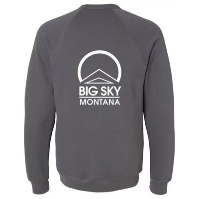 Big Sky Adult Crewneck White Chest and Back Logo Asphalt 