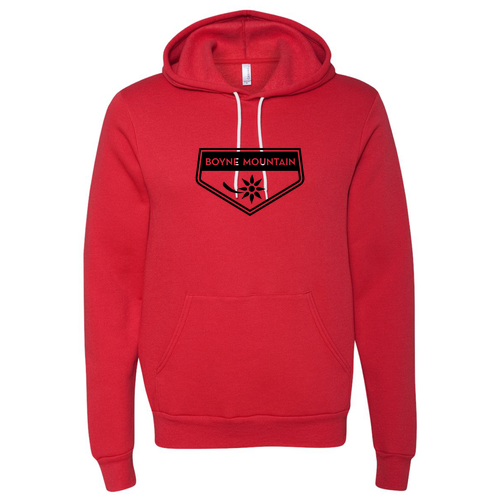 Boyne Mountain Adult Hoodie Black Chest Logo Red 