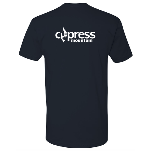 Cypress Adult T-Shirt White Chest and Back Logo Navy 