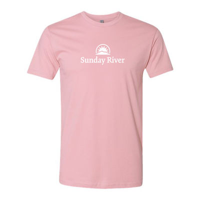 Sunday River Adult T-Shirt White Chest Logo Light Pink 