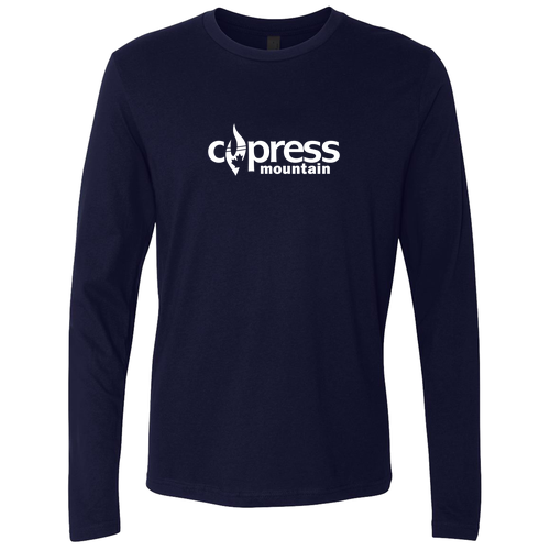 Cypress Adult Long Sleeve White Chest Logo Navy 