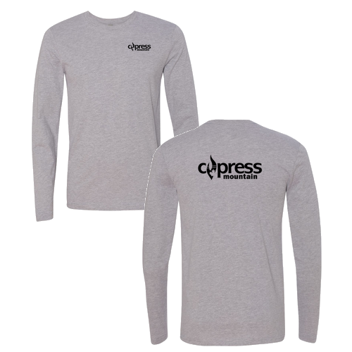 Cypress Adult Long Sleeve Black Chest and Back Logo Heather Grey 