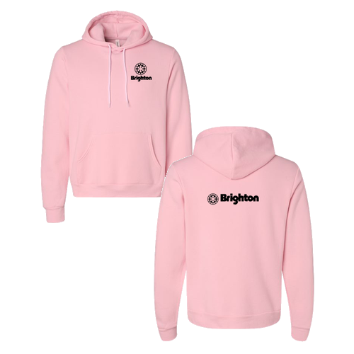 Brighton Adult Hoodie Black Chest and Back Logo Pink 