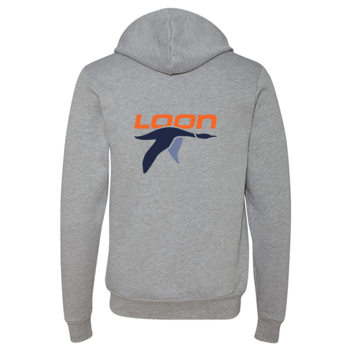 Loon Mountain Adult Hoodie Full Color Chest and Back Logo Athletic Heather