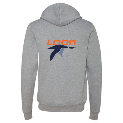 Loon Mountain Adult Hoodie Full Color Chest and Back Logo Athletic Heather