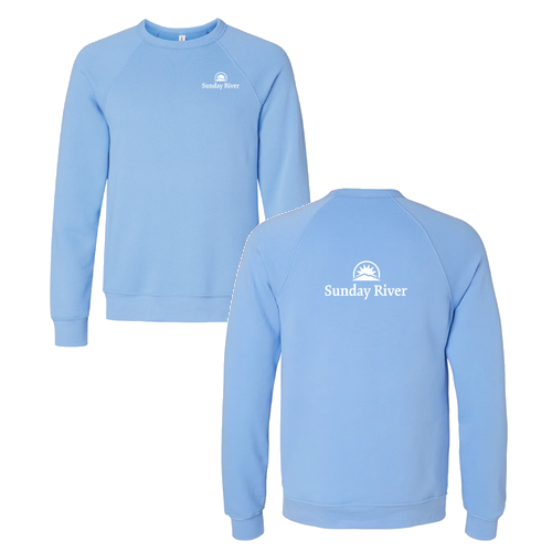 Sunday River Adult Crewneck White Chest and Back Logo Carolina Blue 