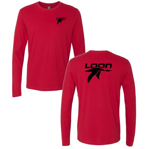 Loon Mountain Adult Long Sleeve Black Chest and Back Logo Red