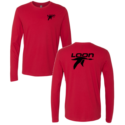 Loon Mountain Adult Long Sleeve Black Chest and Back Logo Red