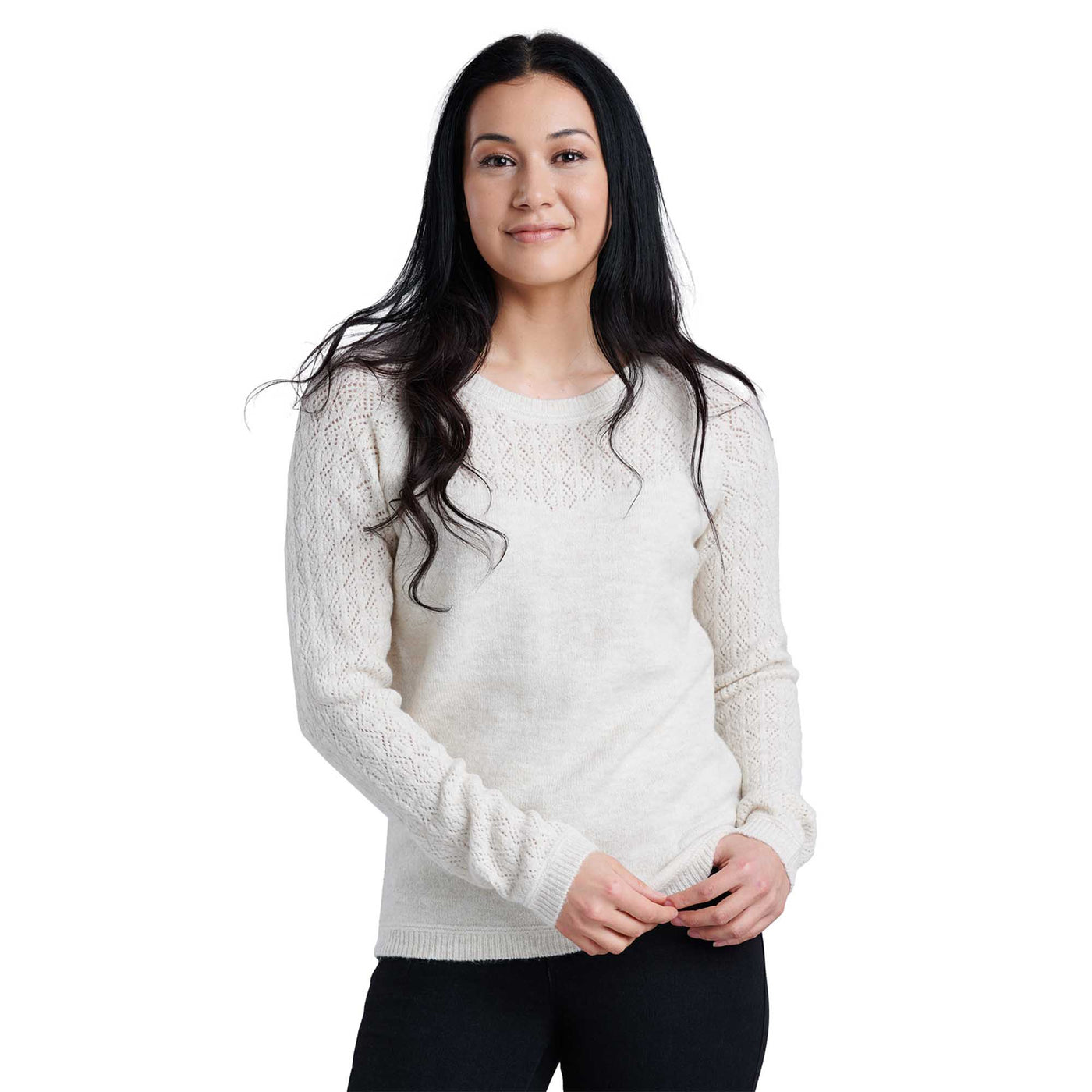 KUHL W'S SONATA POINTELLE SWEATER STONE