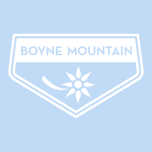 Boyne Mountain Adult T-Shirt White Chest and Back Logo Light Blue 