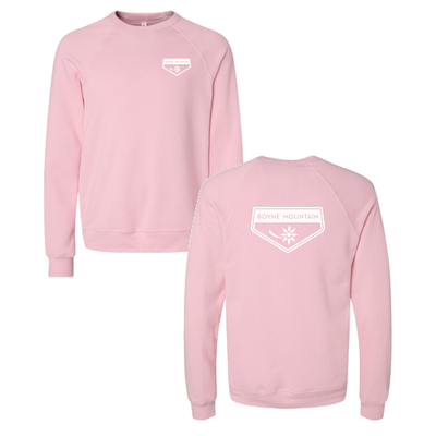 Boyne Mountain Adult Crewneck White Chest and Back Logo Pink 