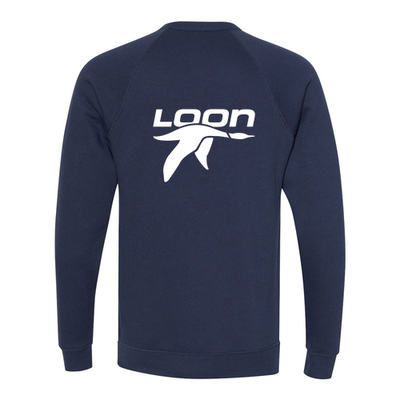 Loon Mountain Adult Crewneck White Chest and Back Logo Navy