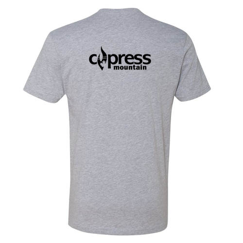 Cypress Adult T-Shirt Black Chest and Back Logo Heather Grey 