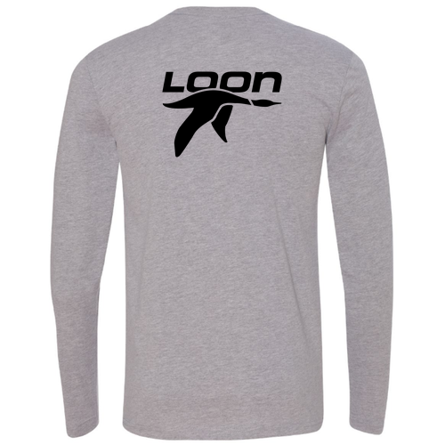 Loon Mountain Adult Long Sleeve Black Chest and Back Logo Heather Grey