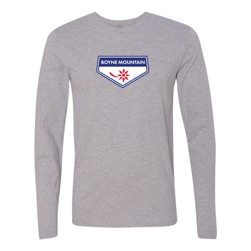 Boyne Mountain Adult Long Sleeve Full Color Chest Logo Heather Grey 