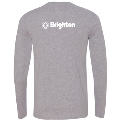 Brighton Adult Long Sleeve White Chest and Back Logo Heather Grey 