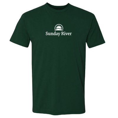 Sunday River Adult T-Shirt White Chest Logo Forest 