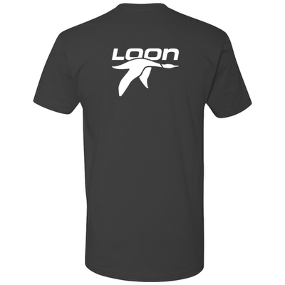 Loon Mountain Adult T-Shirt White Chest and Back Logo Heavy Metal