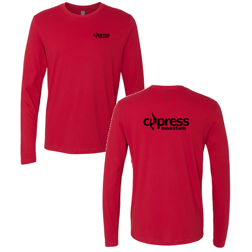 Cypress Adult Long Sleeve Black Chest and Back Logo Red 