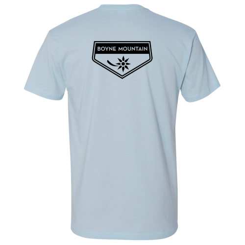 Boyne Mountain Adult T-Shirt Black Chest and Back Logo Light Blue 