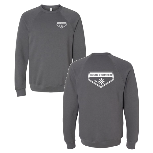 Boyne Mountain Adult Crewneck White Chest and Back Logo Asphalt 