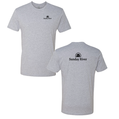 Sunday River Adult T-Shirt Black Chest and Back Logo Heather Grey 