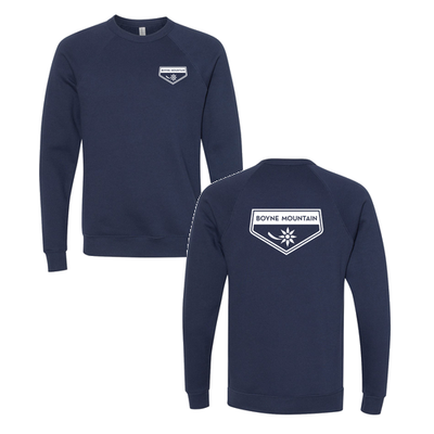 Boyne Mountain Adult Crewneck White Chest and Back Logo Navy 