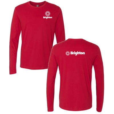 Brighton Adult Long Sleeve White Chest and Back Logo Red 