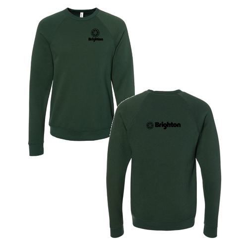 Brighton Adult Crewneck Black Chest and Back Logo Forest 