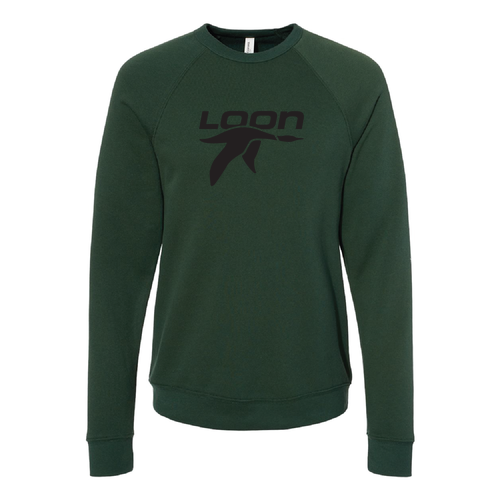 Loon Mountain Adult Crewneck Black Chest Logo Forest