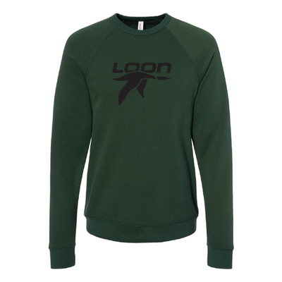 Loon Mountain Adult Crewneck Black Chest Logo Forest