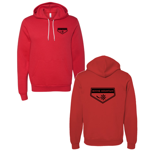 Boyne Mountain Adult Hoodie Black Chest and Back Logo Red 