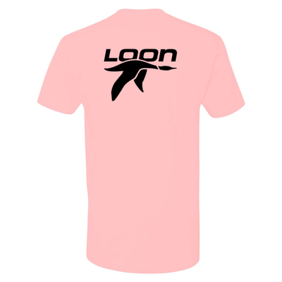 Loon Mountain Adult T-Shirt Black Chest and Back Logo Light Pink