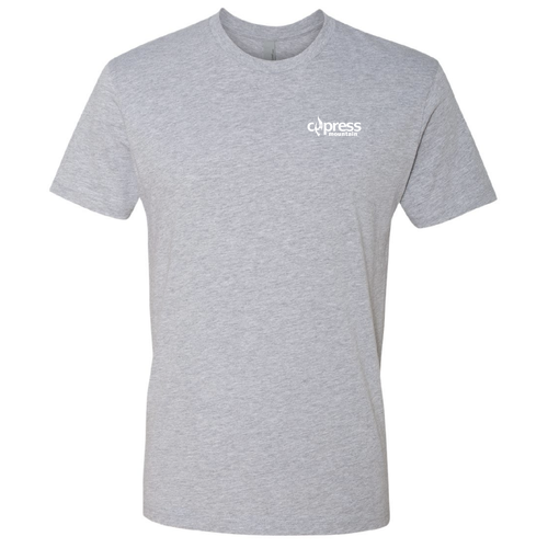 Cypress Adult T-Shirt White Chest and Back Logo Heather Grey 