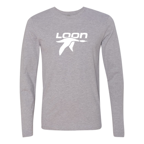 Loon Mountain Adult Long Sleeve White Chest Logo Heather Grey