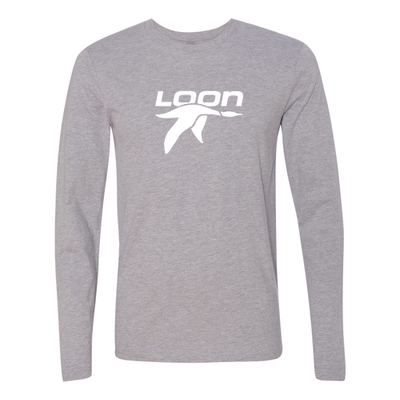 Loon Mountain Adult Long Sleeve White Chest Logo Heather Grey