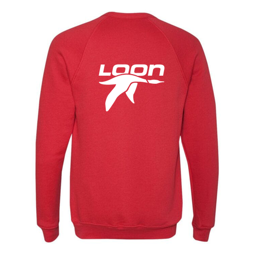 Loon Mountain Adult Crewneck White Chest and Back Logo Red