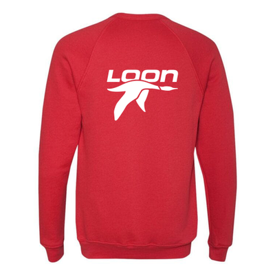 Loon Mountain Adult Crewneck White Chest and Back Logo Red