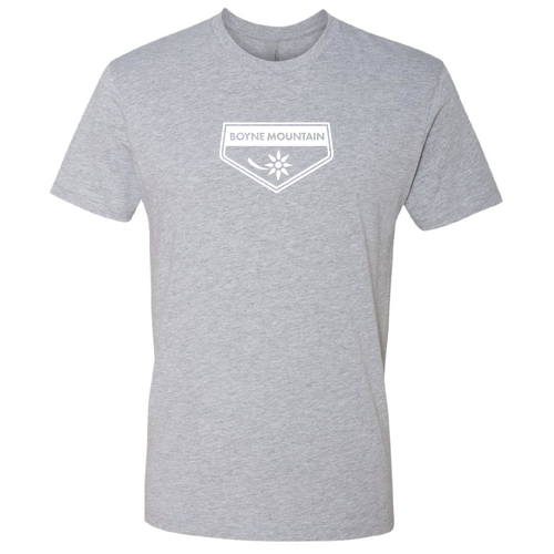 Boyne Mountain Adult T-Shirt White Chest Logo Heather Grey 