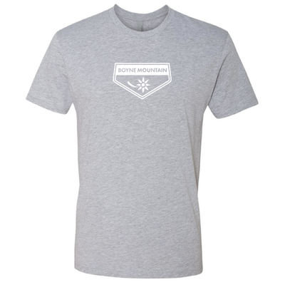 Boyne Mountain Adult T-Shirt White Chest Logo Heather Grey 