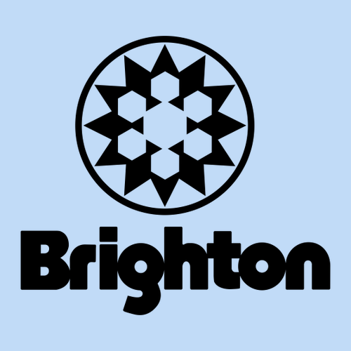 Brighton Adult T-Shirt Black Chest and Back Logo Light Blue 