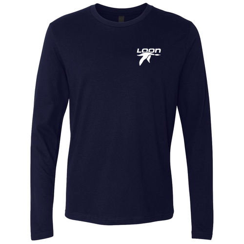 Loon Mountain Adult Long Sleeve White Chest and Back Logo Midnight Navy