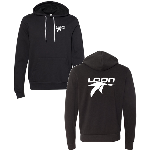 Loon Mountain Adult Hoodie White Chest and Back Logo Black