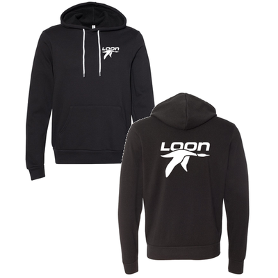 Loon Mountain Adult Hoodie White Chest and Back Logo Black